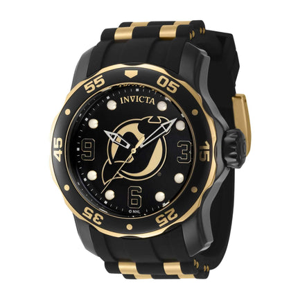 Invicta Men's Watch - NHL New Jersey Devils Rotating Bezel Black Rubber Strap | 42310 ,