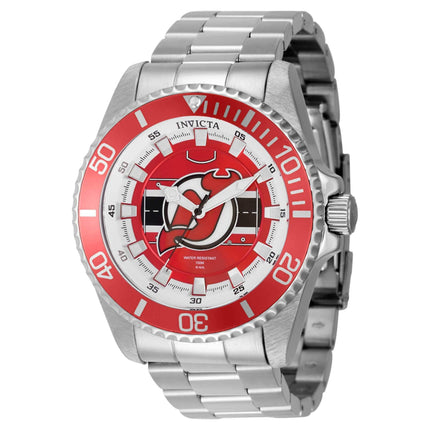 Invicta Men's Watch - NHL New Jersey Devils Silver Tone, Red Rotating Bezel | 42253 ,