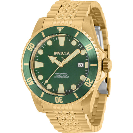 Invicta Men's Watch - Pro Diver Automatic Green Dial Yellow Gold Bracelet | 39756 ,