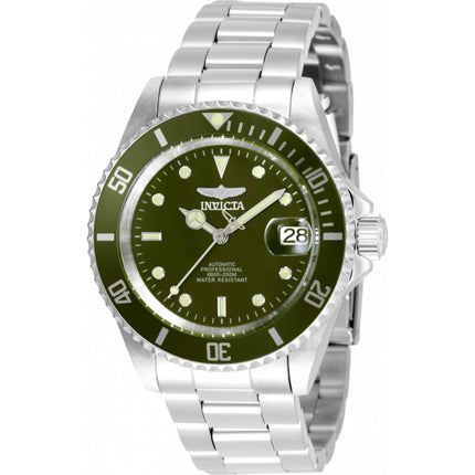 Invicta Men's Watch - Pro Diver Automatic Military Green Dial Silver Steel | 35690 ,