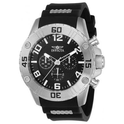 Invicta Men's Watch - Pro Diver Black Dial Silver Tone Case Rubber Strap | 22696 ,