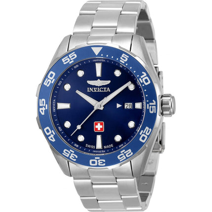 Invicta Men's Watch - Pro Diver Blue Dial Silver SS Bracelet Rotating Bezel | 33455 ,
