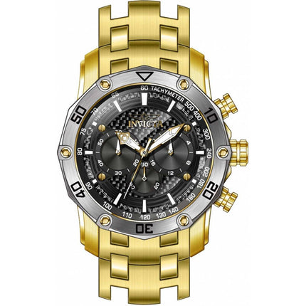 Invicta Men's Watch - Pro Diver Chrono Rotating Bezel Black Dial YG Bracelet | 38443 ,