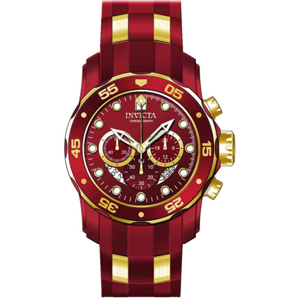 Invicta Men's Watch - Pro Diver Chronograph Red Dial Rubber and Steel Strap | 40931 ,