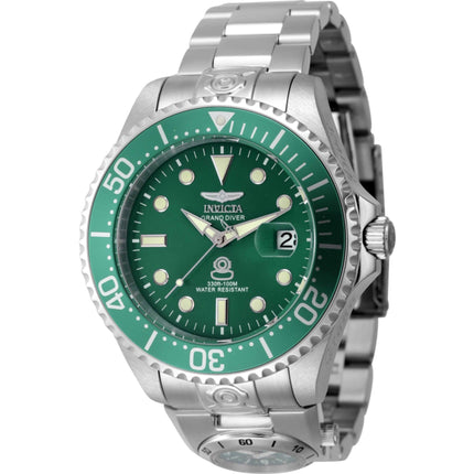 Invicta Men's Watch - Pro Diver Dual Time Green Dial Silver Steel Bracelet | 45811 ,