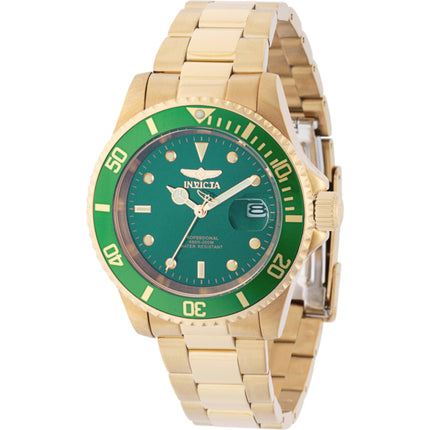 Invicta Men's Watch - Pro Diver Green Dial Yellow Gold Steel Bracelet Quartz | 43543 ,