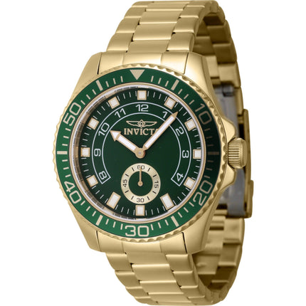Invicta Men's Watch - Pro Diver Green Dial Yellow Gold Steel Bracelet Quartz | 47132 ,