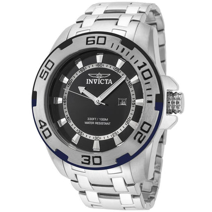 Invicta Men's Watch - Pro Diver Japanese Quartz Black Dial Steel Bracelet | 39118 ,