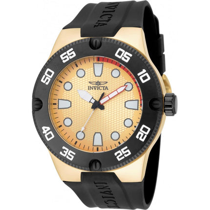 Invicta Men's Watch - Pro Diver Japanese Quartz Gold Tone Dial Black Strap| 18024 ,