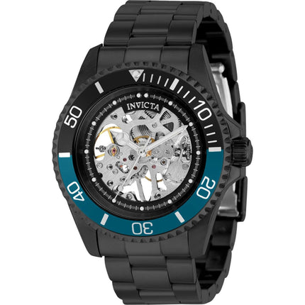Invicta Men's Watch - Pro Diver Mechanical Skeleton Dial Black SS Bracelet | 37882 ,