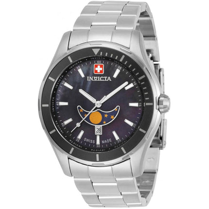 Invicta Men's Watch - Pro Diver Moon Phase Black Dial Silver Tone Bracelet | 33462 ,