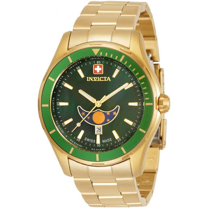 Invicta Men's Watch - Pro Diver Moon Phase Green Dial Yellow Gold Bracelet | 33464 ,