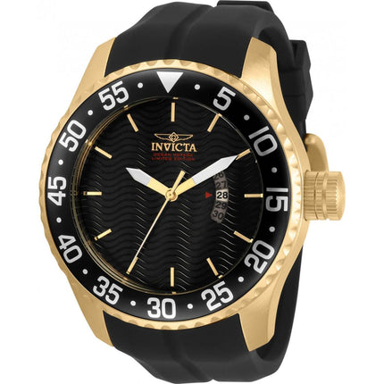 Invicta Men's Watch - Pro Diver Ocean Voyage Yellow Gold Case Black Dial | 32660 ,