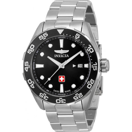 Invicta Men's Watch - Pro Diver Quartz Black Dial SS Bracelet Rotating Bezel | 33453 ,