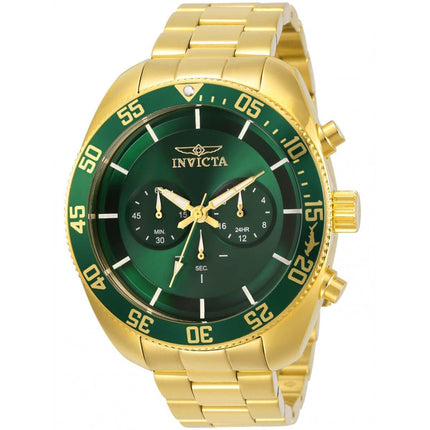 Invicta Men's Watch - Pro Diver Quartz Chrono Green and Gold Dial Bracelet | 30061 ,