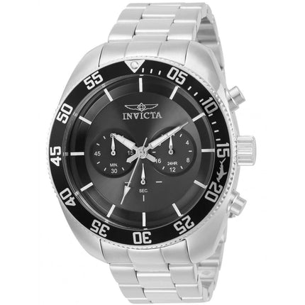 Invicta Men's Watch - Pro Diver Quartz Chronograph Black Dial SS Bracelet | 30054 ,