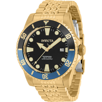 Invicta Men's Watch - Pro Diver Rotating Bezel Black Dial Yellow Gold Steel | 39761 ,