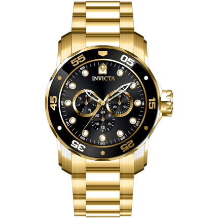 Invicta Men's Watch - Pro Diver Scuba Quartz Black Dial Yellow Gold Bracelet | 45726 ,