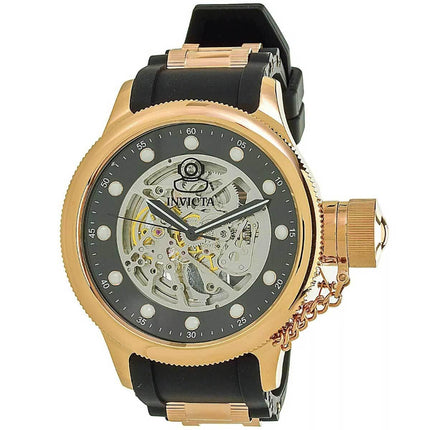 Invicta Men's Watch - Pro Diver Semi Skeleton Dial Black and Rose Gold Strap | 39422 ,