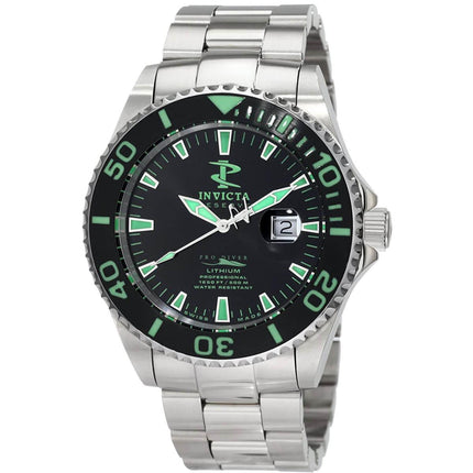 Invicta Men's Watch - Pro Diver Swiss Quartz Black Dial Silver Steel Bracelet | 1543 ,