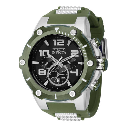 Invicta Men's Watch - Speedway Black Dial Two Tone Green, Silver Tone Strap | 40898 ,