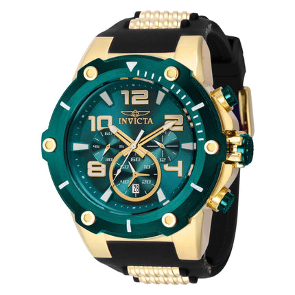 Invicta Men's Watch - Speedway Green Dial Two Tone Black, Yellow Gold Strap | 40891 ,