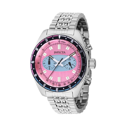 Invicta Men's Watch - Speedway Light Blue and Pink Dial Silver Steel Bracelet | 43096 ,