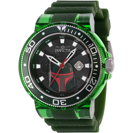 Invicta Men's Watch - Star Wars Boba Fett Rotating Bezel Green Rubber Strap | 39708 ,