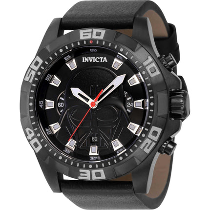 Invicta Men's Watch - Star Wars Darth Vader Quartz Black Dial Leather Strap | 44161 ,