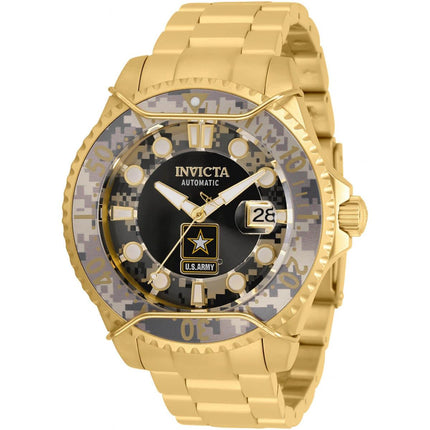 Invicta Men's Watch - U.S. Army Black and Camouflage Dial Yellow Gold Bracelet | 31853 ,