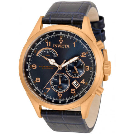 Invicta Men's Watch - Vintage Dark Blue Dial Rose Gold Tone Case Leather Strap | 31558 ,