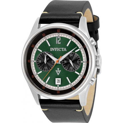 Invicta Men's Watch - Vintage Japanese Quartz Black Leather Strap SS Case | 33506 ,