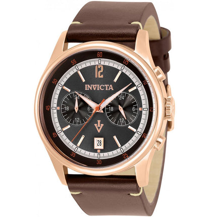 Invicta Men's Watch - Vintage Japanese Quartz Brown Leather Strap SS Case | 33508 ,