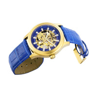 Invicta Men's Watch - Vintage Mechanical Blue Skeleton Dial Leather Strap | 37958 ,