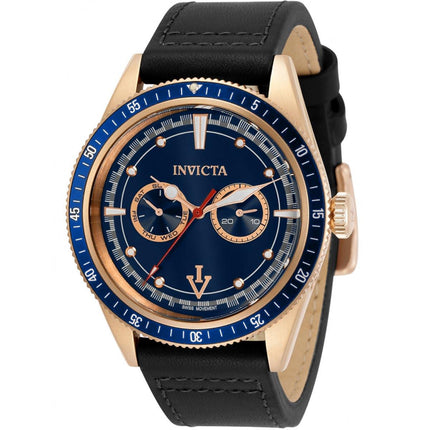 Invicta Men's Watch - Vintage Quartz Blue Dial Leather Strap Rotating Bezel | 33532 ,