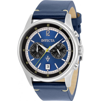 Invicta Men's Watch - Vintage Quartz Blue Leather Strap Stainless Steel Case | 33505 ,
