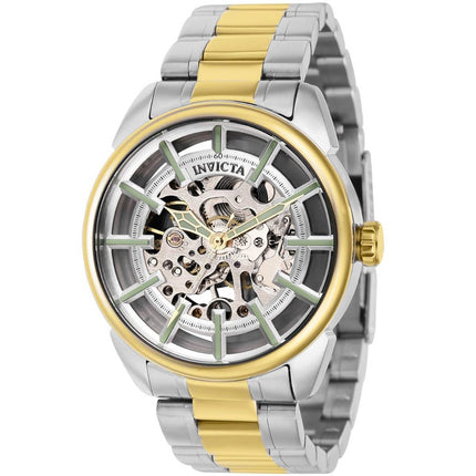 Invicta Men's Watch - Vintage Silver Semi Skeleton Dial Two Tone SS Bracelet | 37926 ,