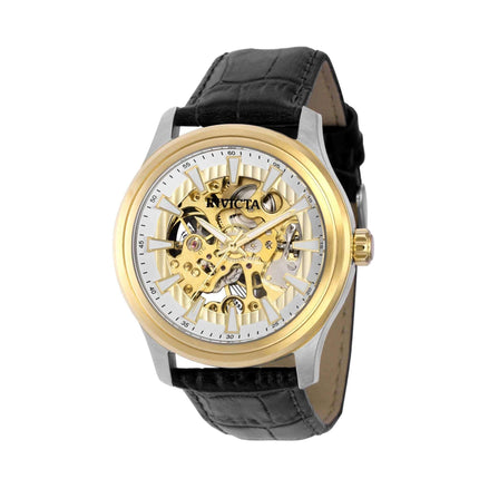 Invicta Men's Watch - Vintage White and Gold Tone Semi Skeleton Dial Strap | 37955 ,
