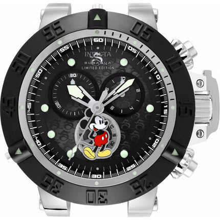 Invicta Wall Clock - Disney Mickey Mouse Quartz Chrono Black Dial Steel Case | 34763 ,