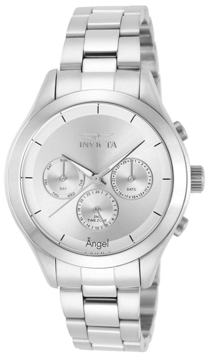 Invicta Women's Angel Stainless Steel Watch - Dual Time Silver Tone Dial | 12465 ,