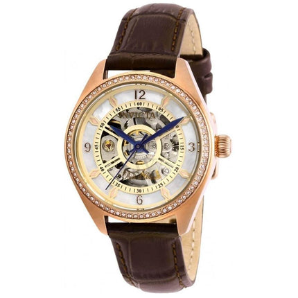 Invicta Women's Automatic Watch - Objet D Art Brown Leather Strap Crystal | 26354 ,