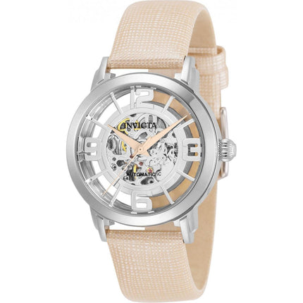 Invicta Women's Automatic Watch - Objet D Art Skeleton Dial Tan Strap | 32291 ,