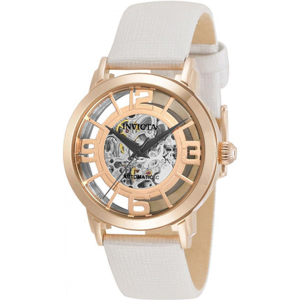 Invicta Women's Automatic Watch - Objet D Art Skeleton Dial White Strap | 32293 ,