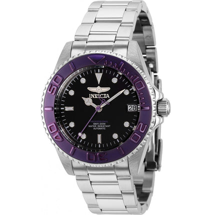 Invicta Women's Automatic Watch - Pro Diver Black Dial Silver Steel Bracelet | 36769 ,