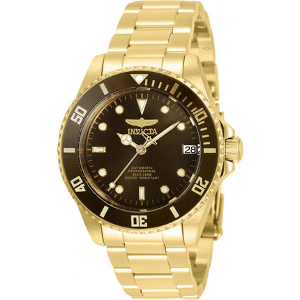 Invicta Women's Automatic Watch - Pro Diver Brown Dial Yellow Gold Bracelet | 35713 ,