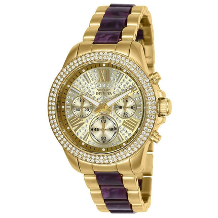 Invicta Women's Chrono Watch - Angel Crystal Gold Tone Dial Two Tone Bracelet | 20508 ,