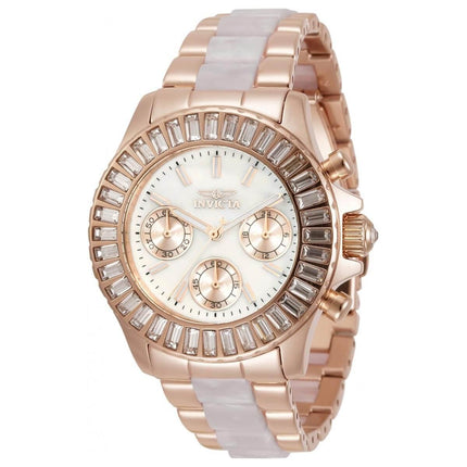 Invicta Women's Chrono Watch - Angel Two Tone Rose Gold and White Bracelet | 34421 ,