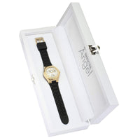 Invicta Women's Chrono Watch - Angel White Dial Yellow Gold Case Black Strap | 1643 ,