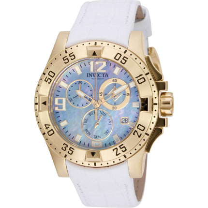 Invicta Women's Chrono Watch - Excursion Yellow Gold Case White Leather Strap | 16099 ,