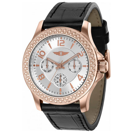 Invicta Women's Chrono Watch - I by Invicta Rose Gold Tone Case Black Strap | IBI36520 ,